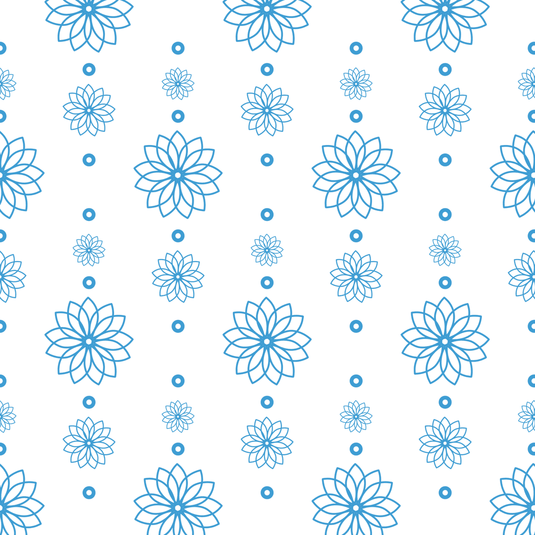 Blue Floral Pattern on Transparent Background in Vector Style
