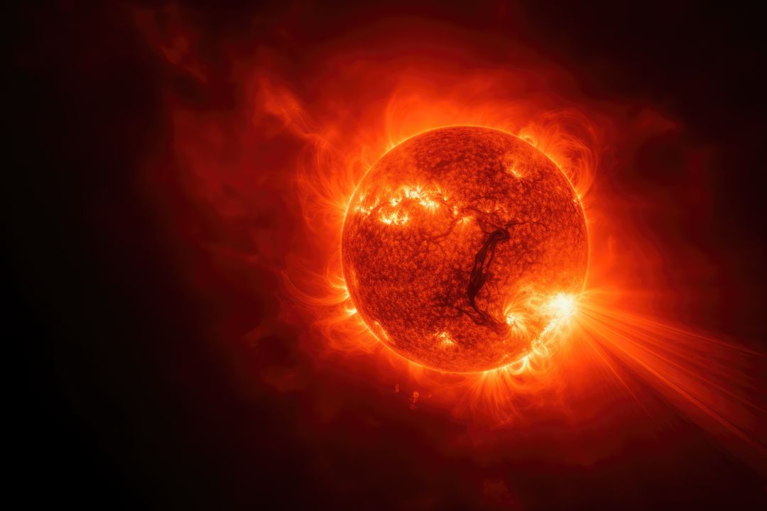 Dramatic Solar Flare Emitting Intense Heat and Light - Free Images, Stock Photos and Pictures on Pikwizard.com