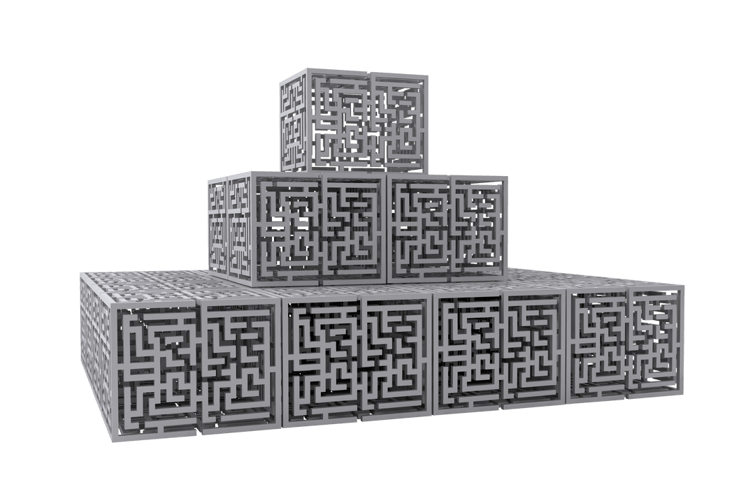 Geometric Maze Boxes on Transparent Background Vector Illustration