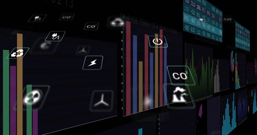 Futuristic Digital Graphs in Virtual Control Room