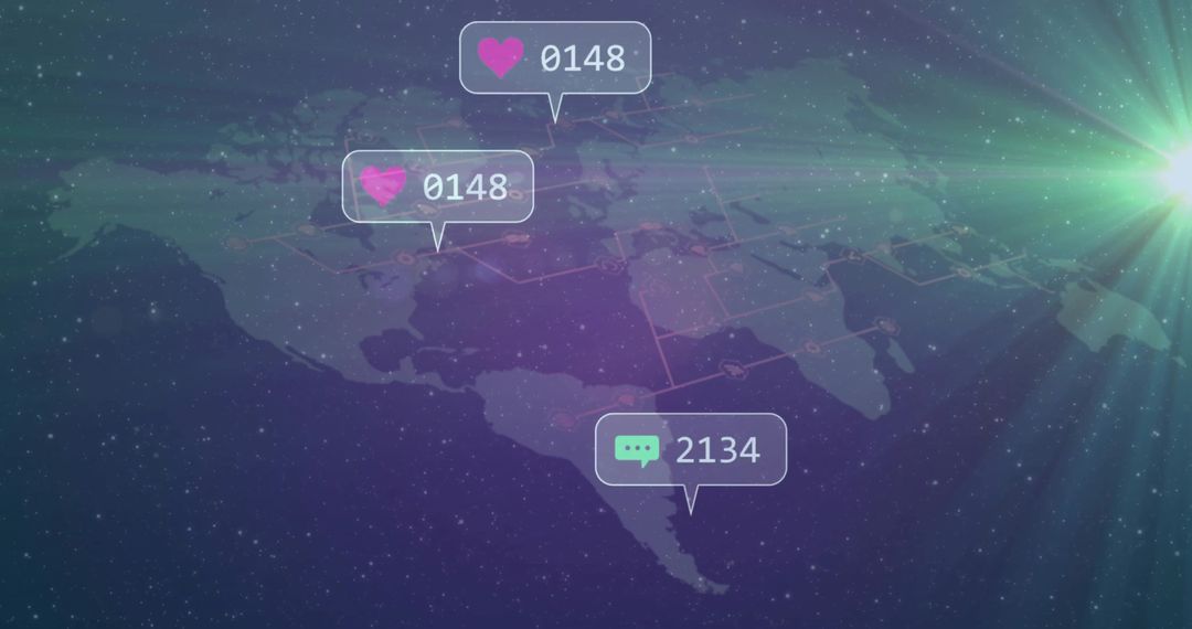 Holographic North America Network Visualization Social Callouts Neon Aurora Lens Flare