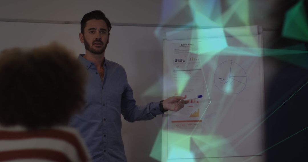 Business Presentation in Conference Room with Flipchart Graphics