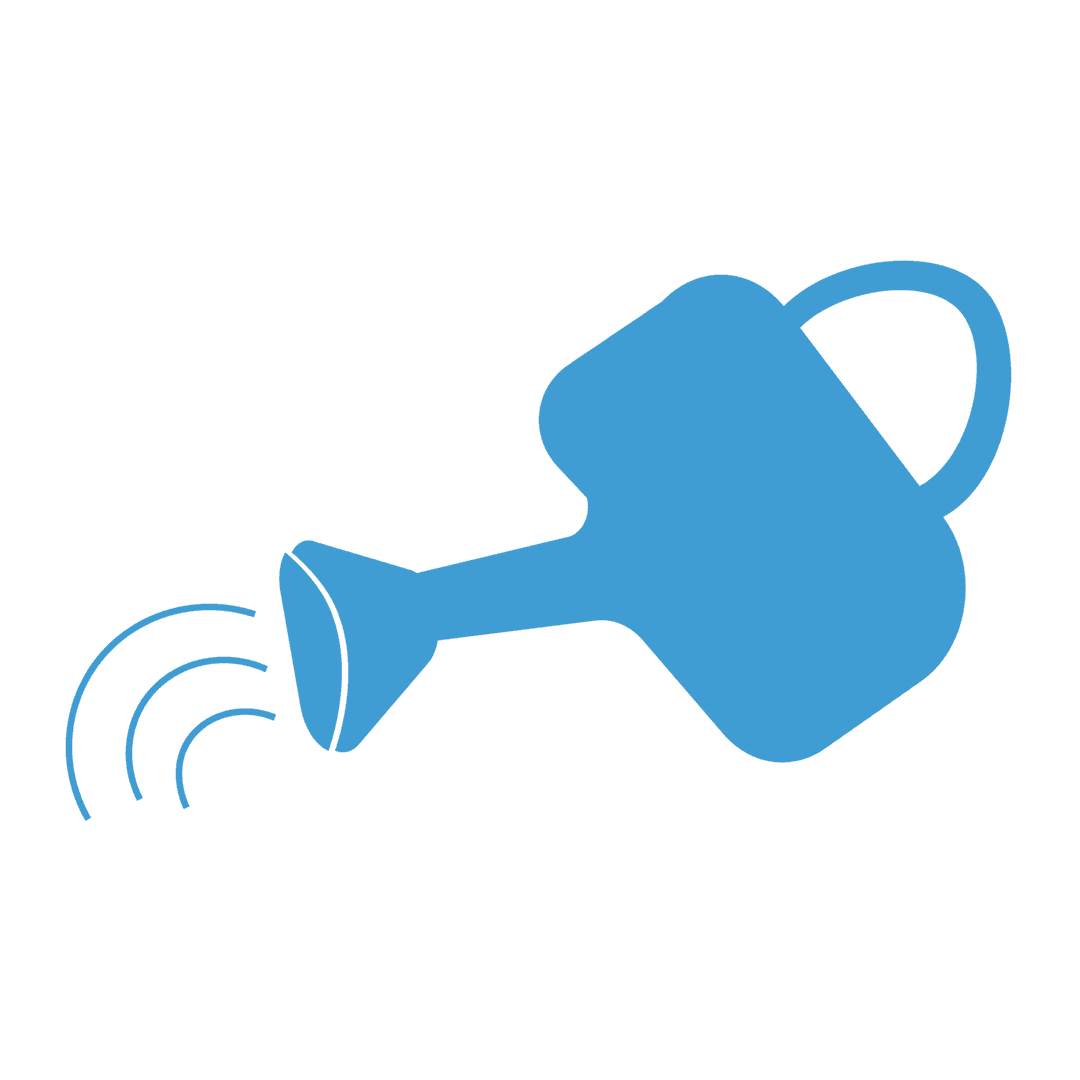 Transparent Blue Watering Can Icon for Gardening