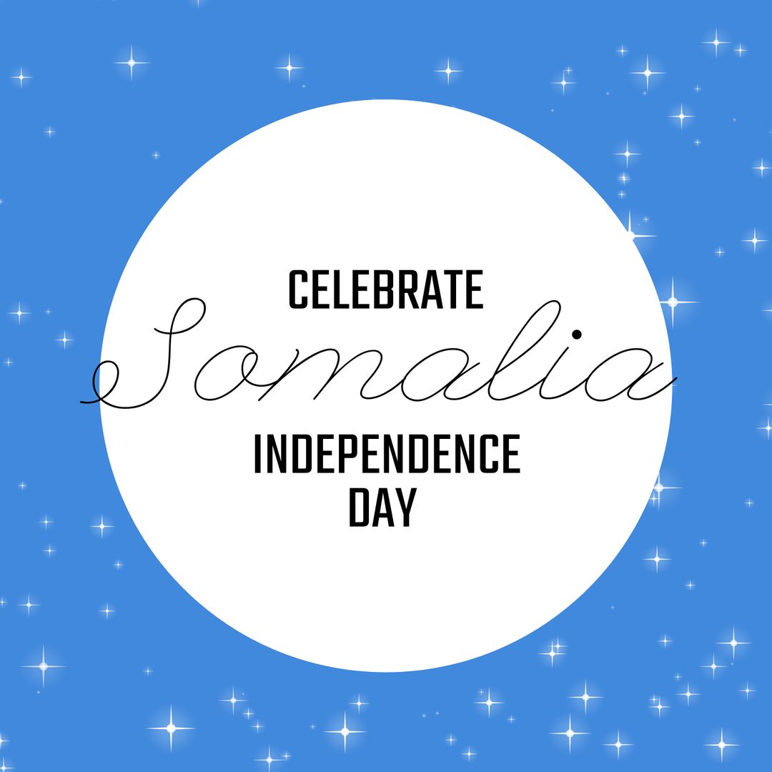 Somalia Independence Day Celebration Graphic with Shining Stars on Blue Background - Download Free Stock Templates Pikwizard.com