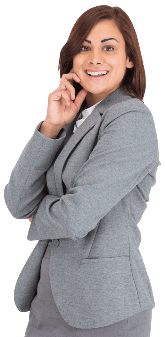 Thoughtful Businesswoman Posing on Transparent Background