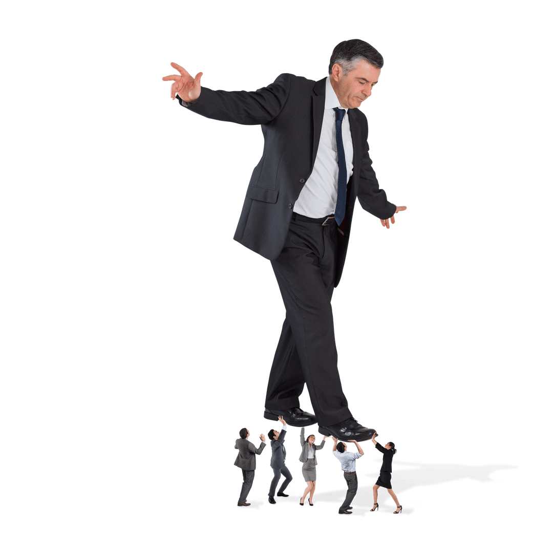 Caucasian Businessman on Team Shoulders Transparent Concept