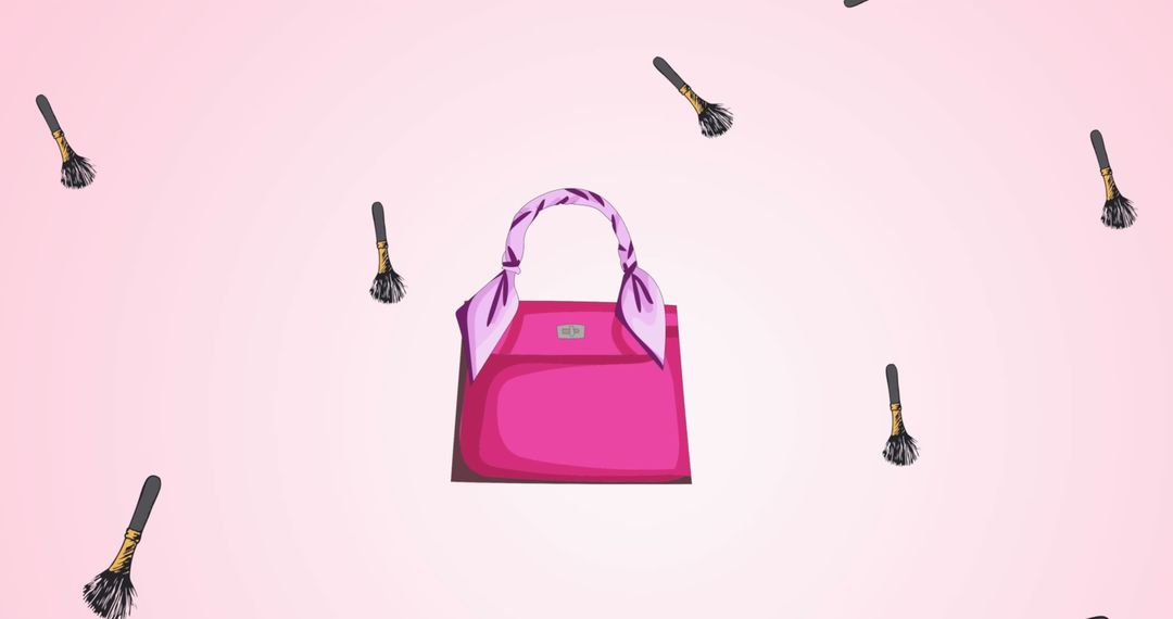 Digital Pattern with Handbag and Makeup Brushes