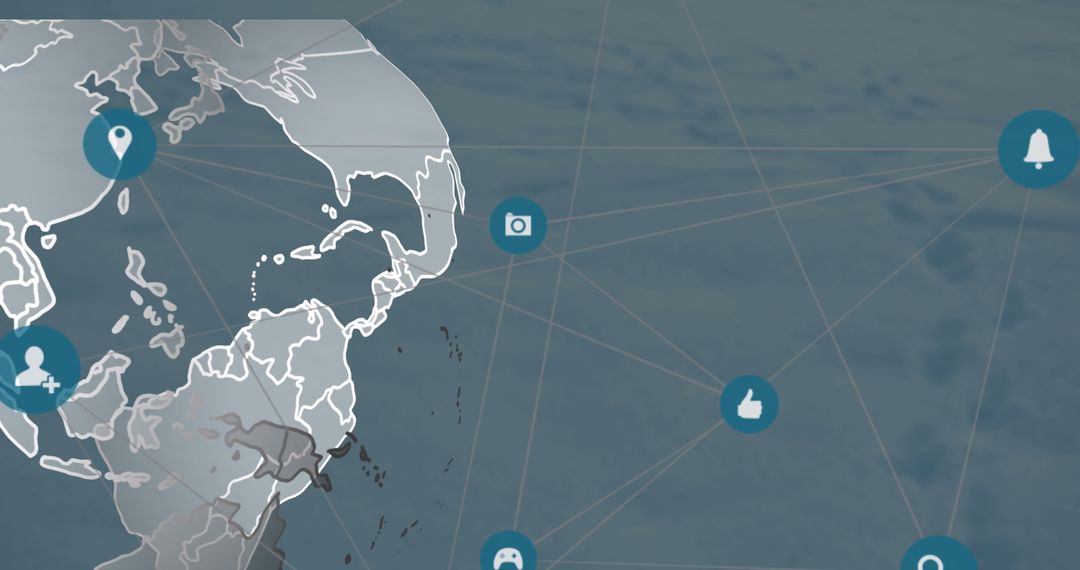 Global Network with Digital Icons on Translucent Globe