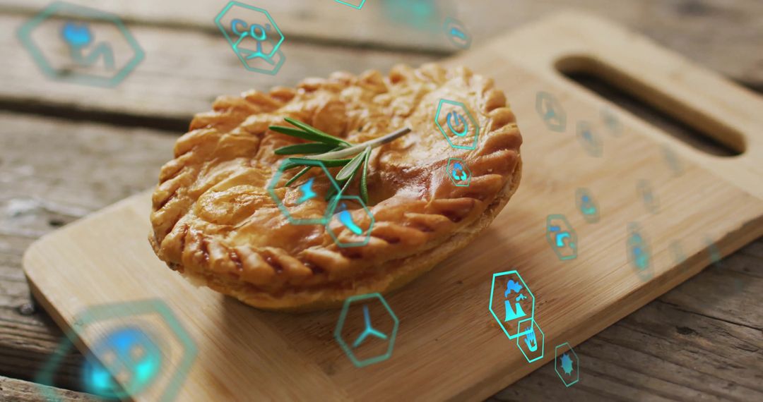 Gourmet Hand Pie with Rosemary Topping on Cutting Board
