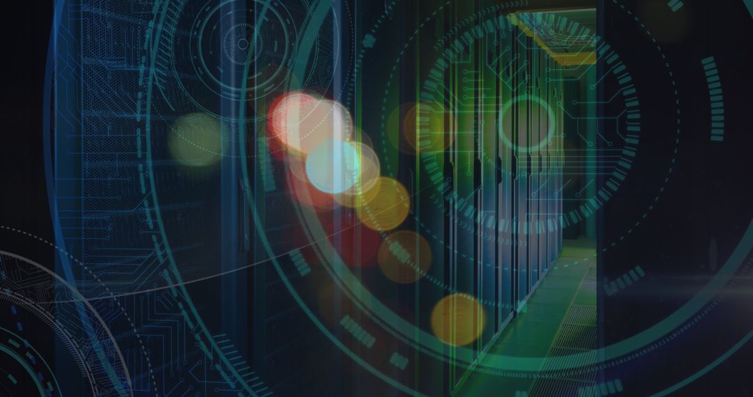 Abstract Futuristic Technology with Digital Processing Overlay