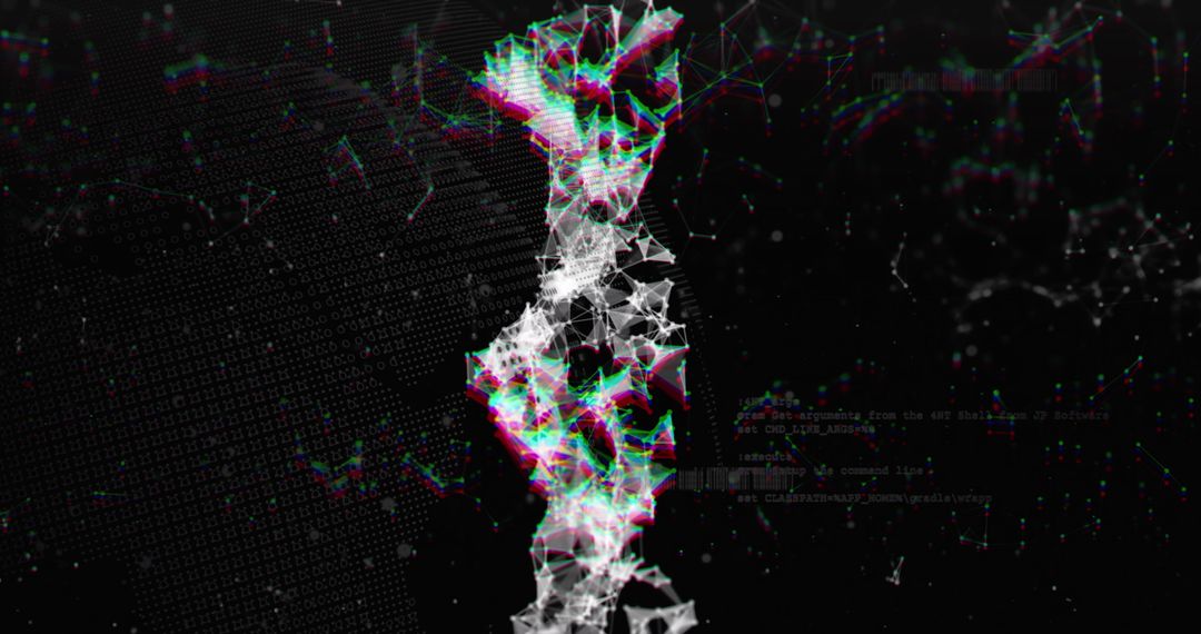 Futuristic DNA Strand Glitch with Digital Data Elements