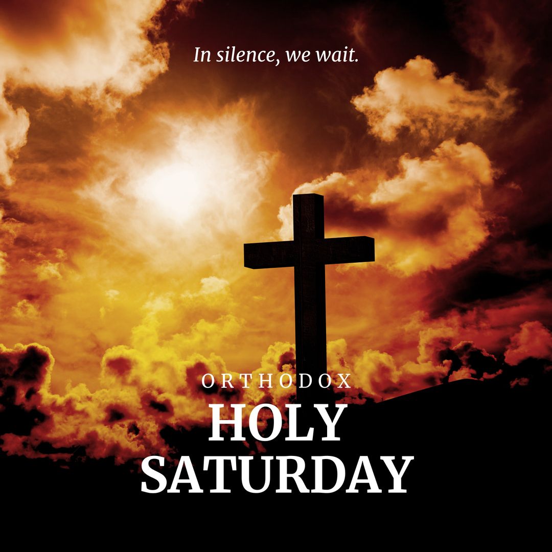 Orthodox Holy Saturday Reflection with Silhouette of Cross at Sunset