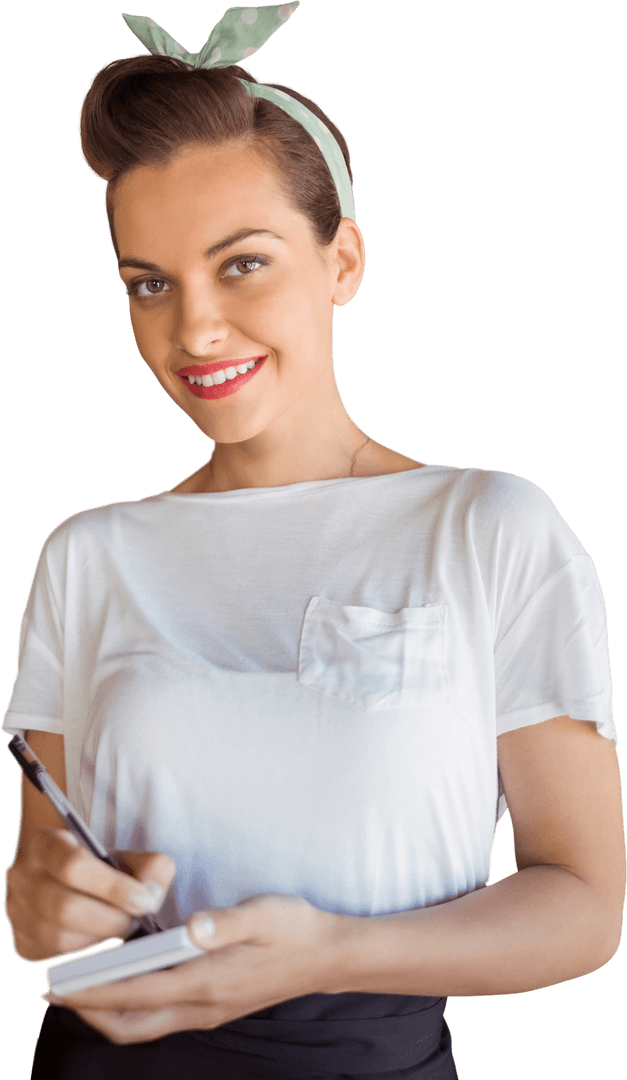 Transparent Stylish Waitress Taking Customer's Order