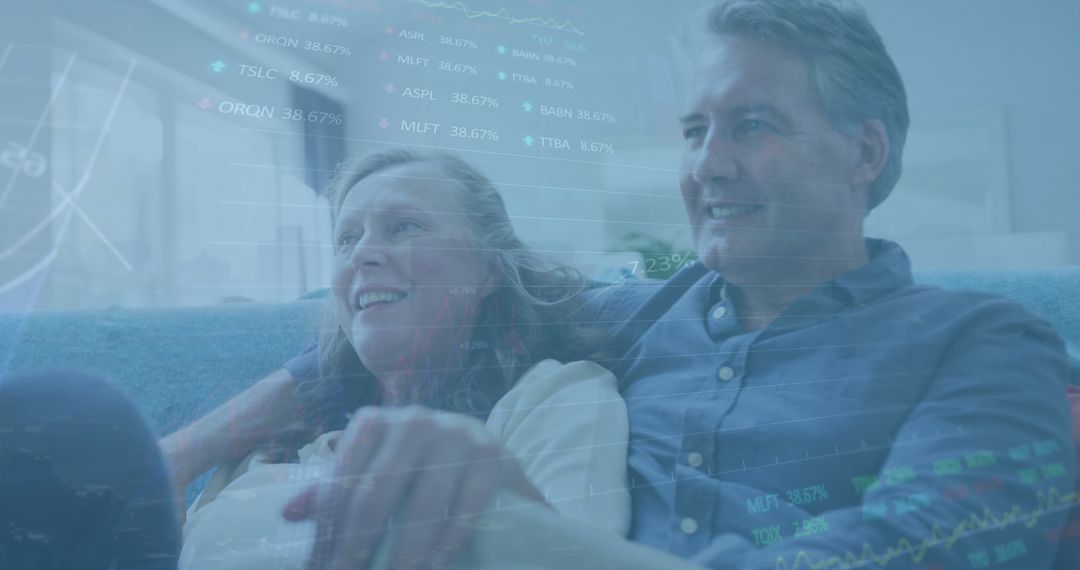 Senior Couple Enjoying Quality Time Over Finance Graphs