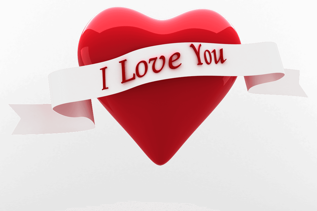 Transparent Heart with 'I Love You' Ribbon