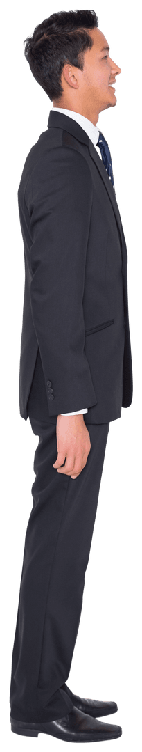 Asian Businessman Smiling Standing Suit Transparent Background