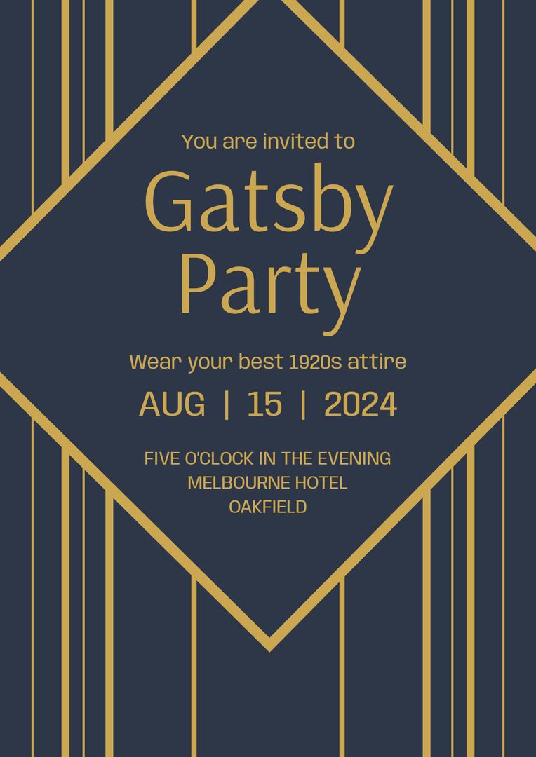 Elegant 1920s Gatsby Party Invitation with Geometric Design - Download Free Stock Templates Pikwizard.com