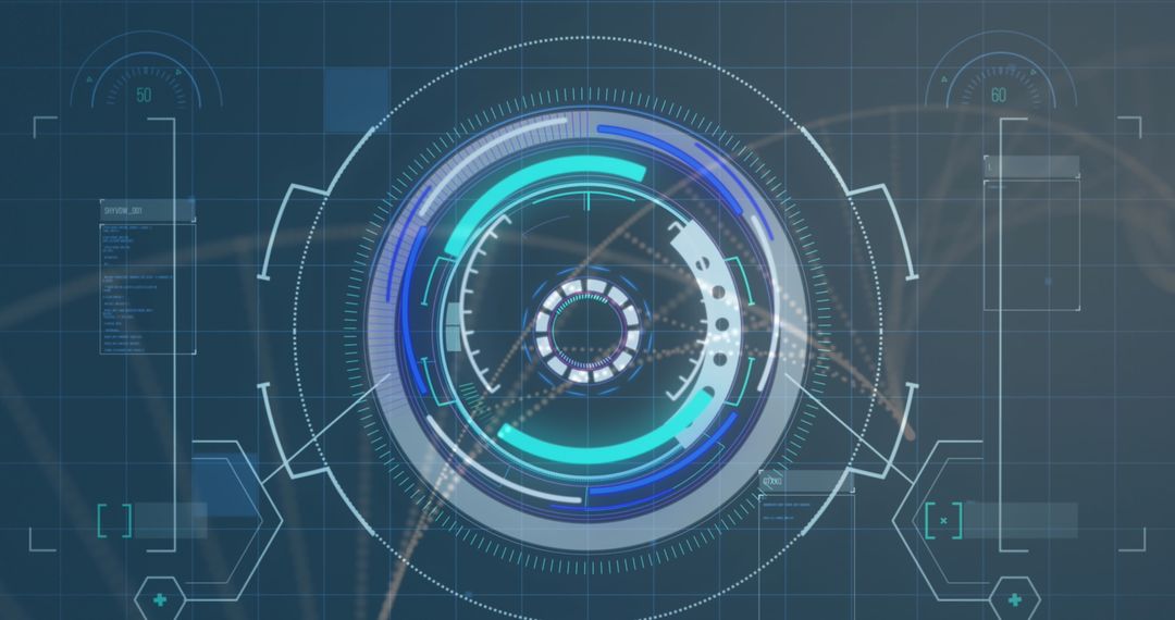 Futuristic Data Processing Interface on Dark Background