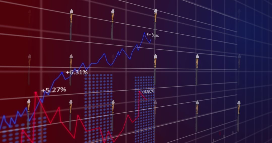 Dynamic Financial Data Charts Over Grid Background