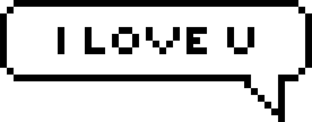 Digital I Love You Speech Bubble Design on Transparent Background