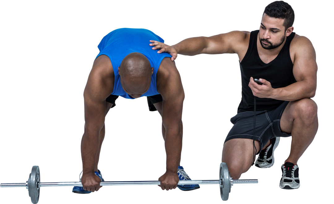 Transparent Image of Man Weightlifting with Trainer for Guidance - Download Free Stock Images Pikwizard.com