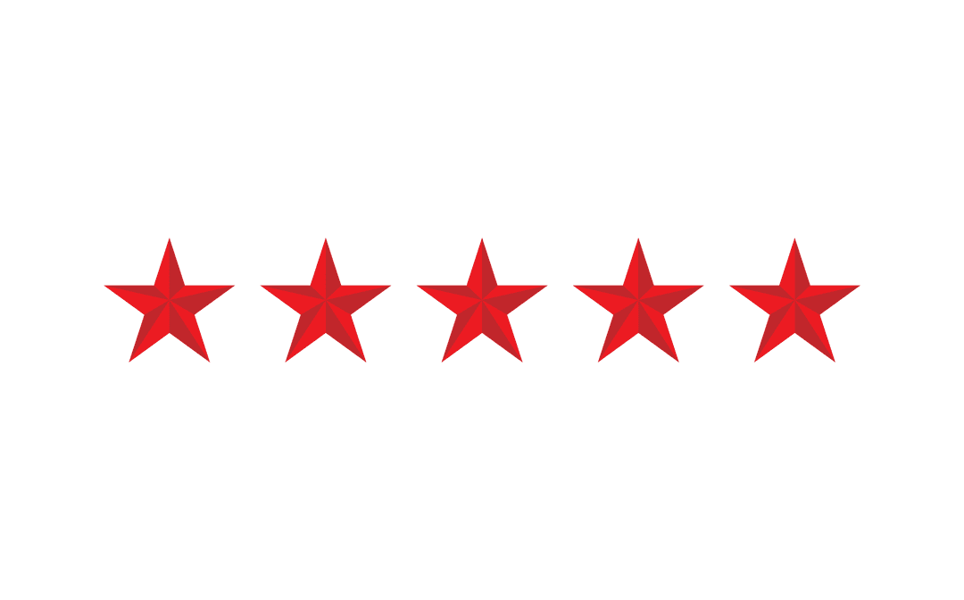 Transparent Red Stars Icon Representing Five Star Quality Rating