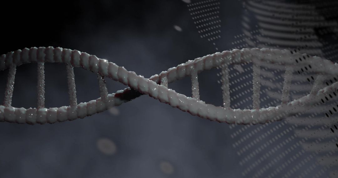 Rotating DNA Strand with Futuristic Data Overlays