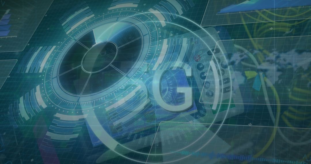 Abstract Digital Interface with 5G and Brain Connection Symbolism