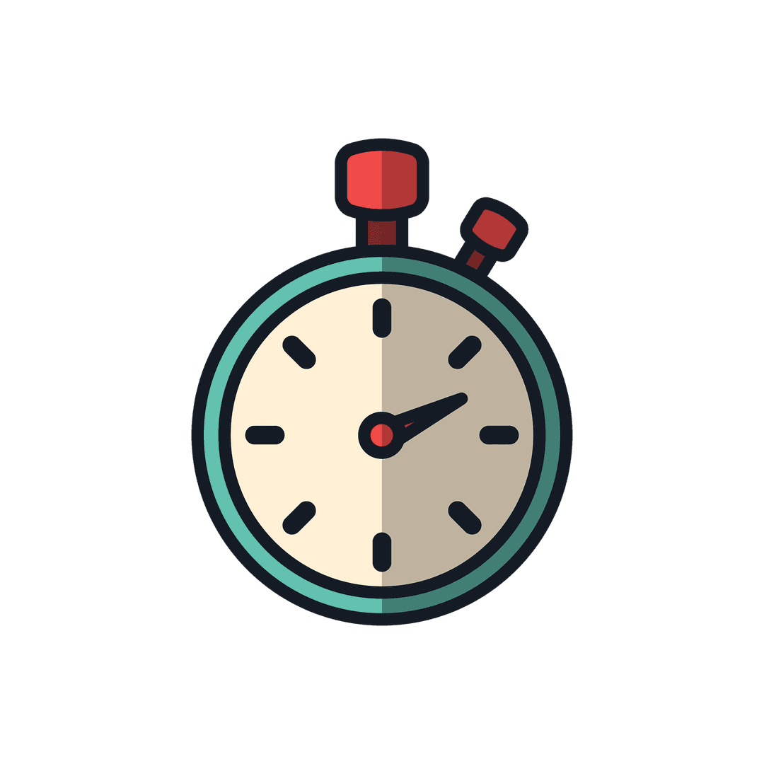 Blue Timer Illustration on Transparent Background Measuring Concept