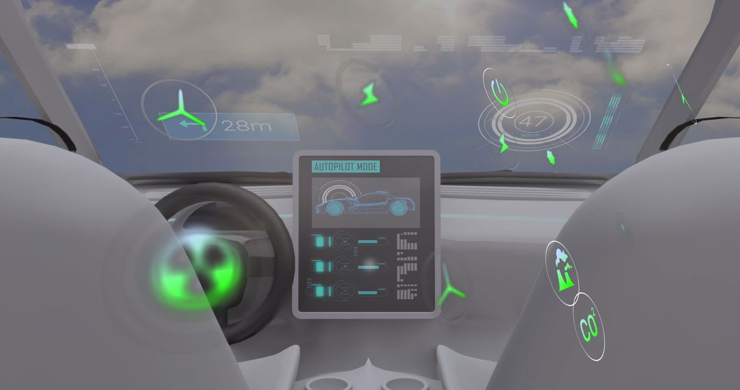 Futuristic Self-Driving Car Interface with Eco Features