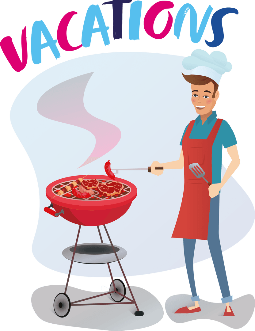 Transparent Illustration of Chef Grilling on Vacation