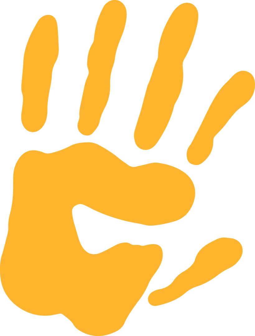 Orange Handprint Splash on Transparent Background