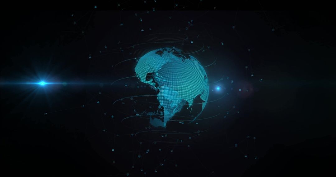 Global Digital Connections and Data Visualization Concept