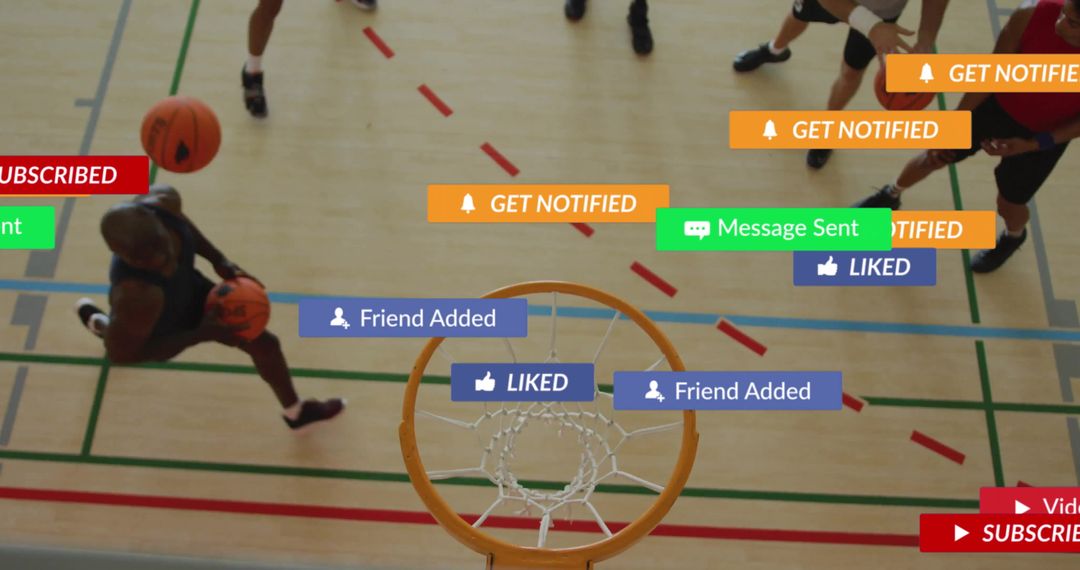 Basketball Player in Motion with Social Media Notifications