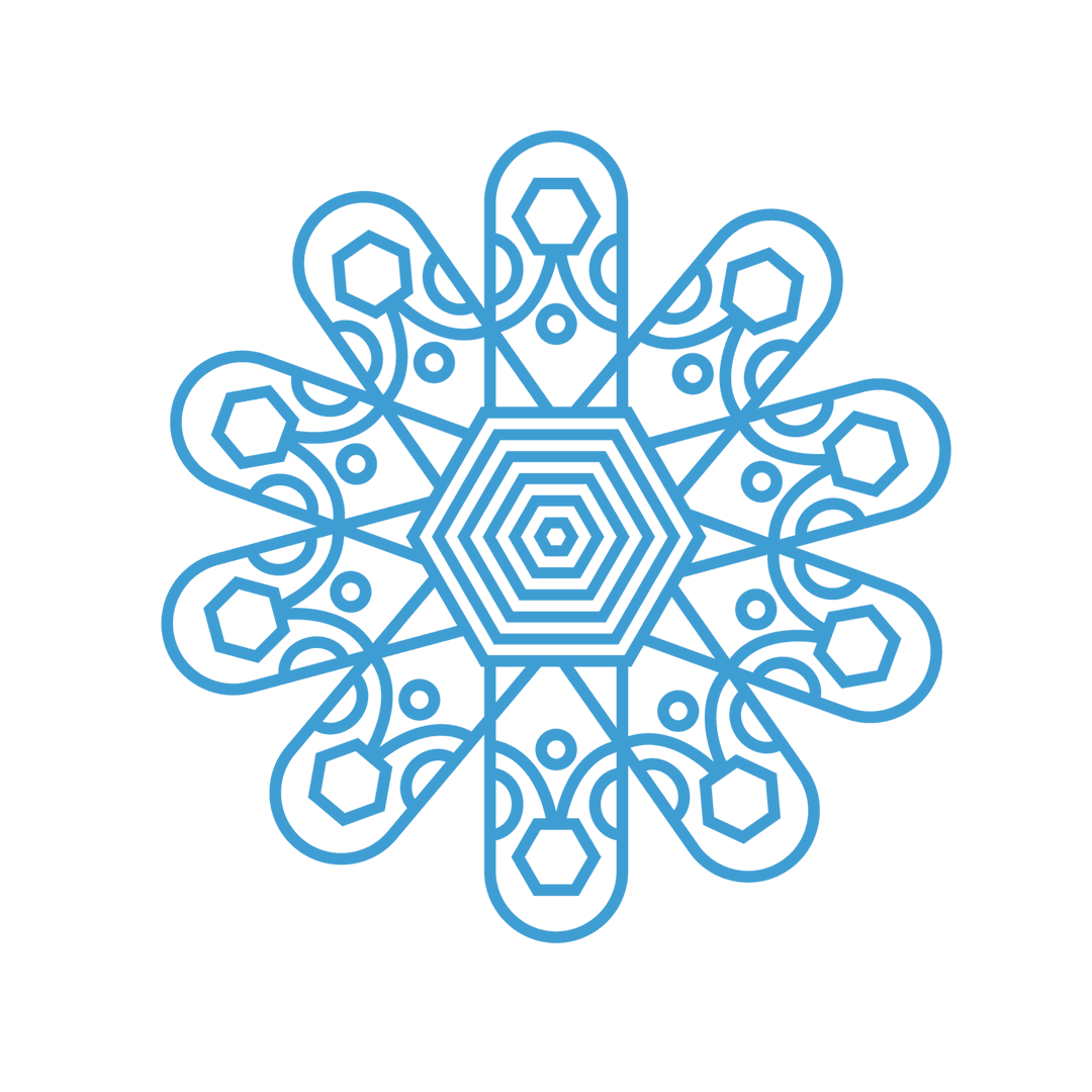 Intricate Blue Geometric Design on Transparent Background