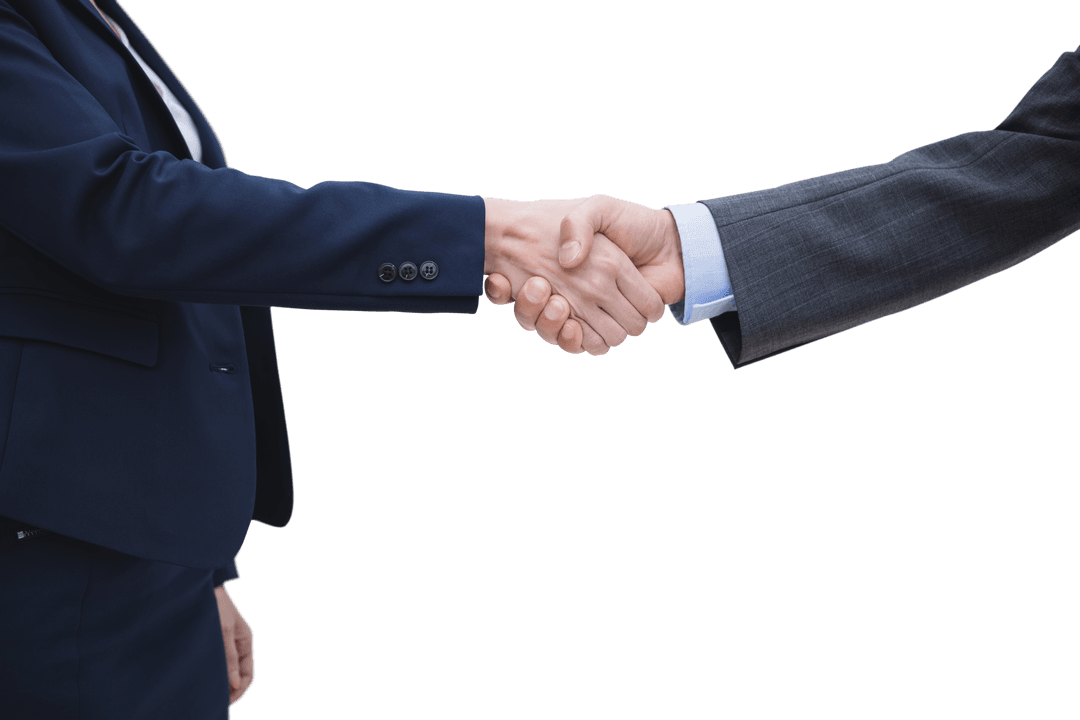 Transparent Entrepreneurs Shaking Hands in Business Agreement