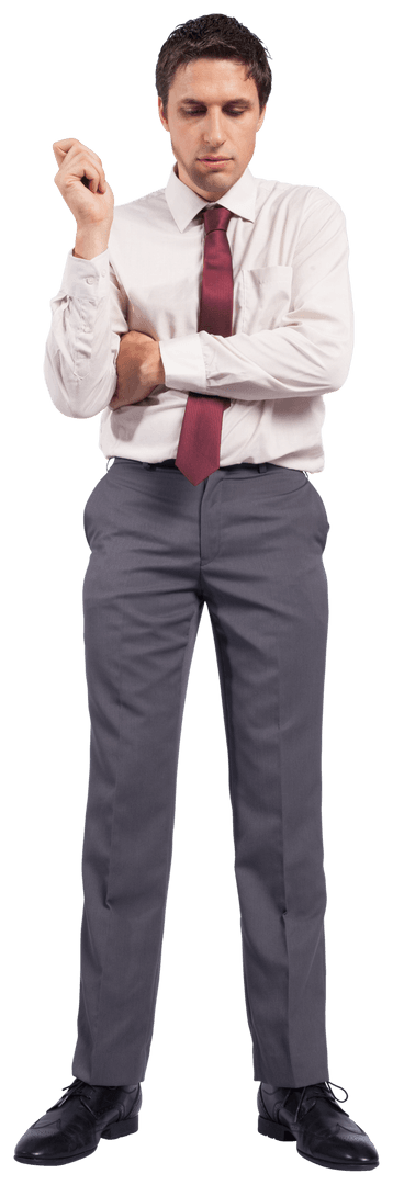 Caucasian Businessman Waiting on Transparent Background