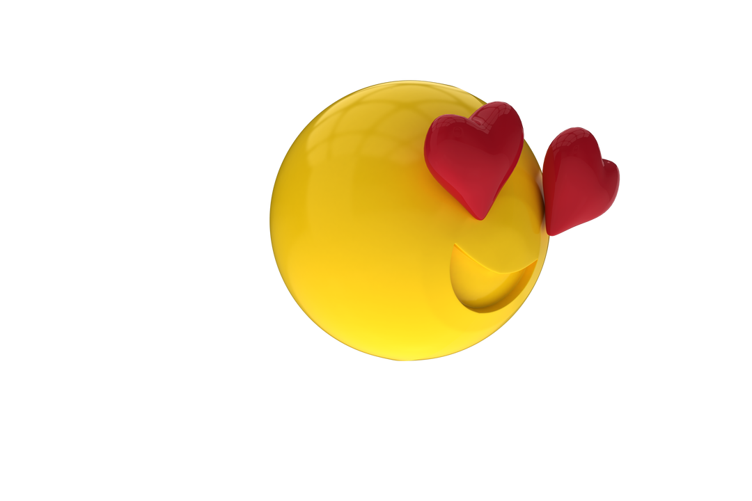 Three Dimensional Yellow Emoji with Heart Eyes on Transparent Background - Download Free Stock Images Pikwizard.com