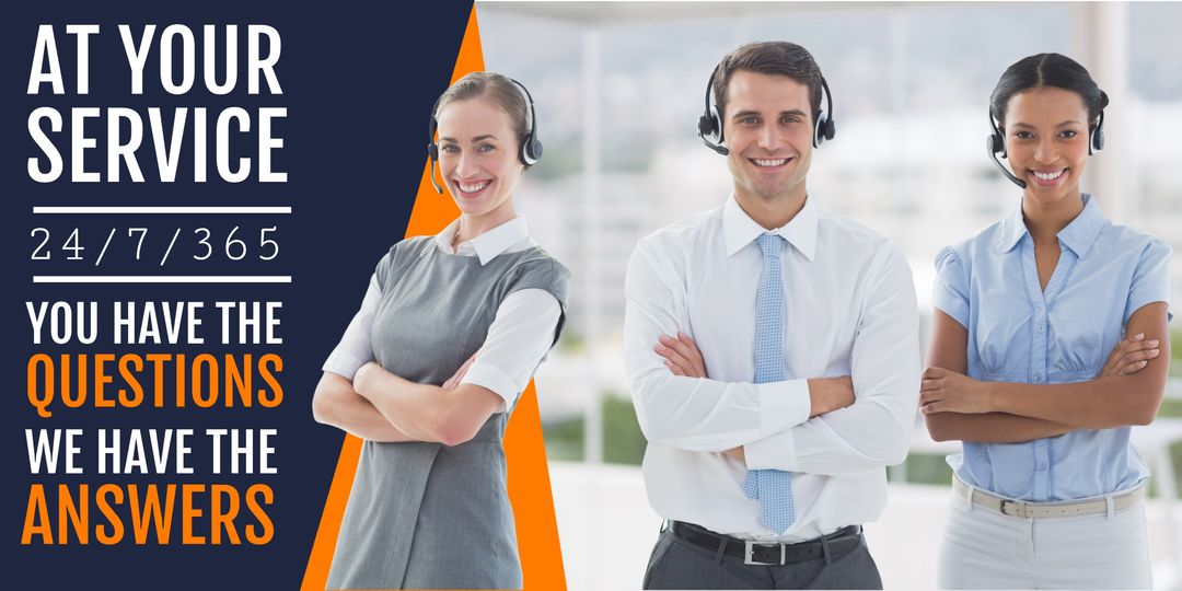 Confident Customer Support Team Ensuring 24/7 Availability