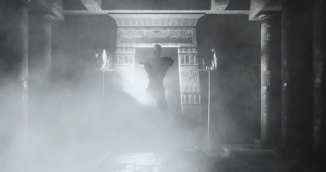 Mysterious Zombie Emerges Through Hazy, Ancient Chamber