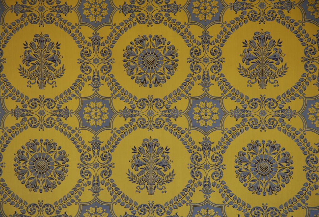 Vintage Ornate Yellow and Black Floral Pattern Wallpaper - Free Images, Stock Photos and Pictures on Pikwizard.com