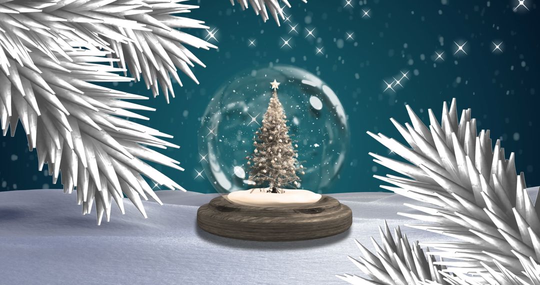 Christmas Snow Globe with Tree in Snowy Winter Scene - Free Images, Stock Photos and Pictures on Pikwizard.com