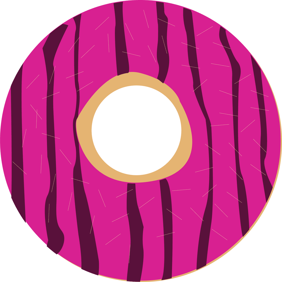 Frosted Donut with Magenta Icing on Transparent Layer