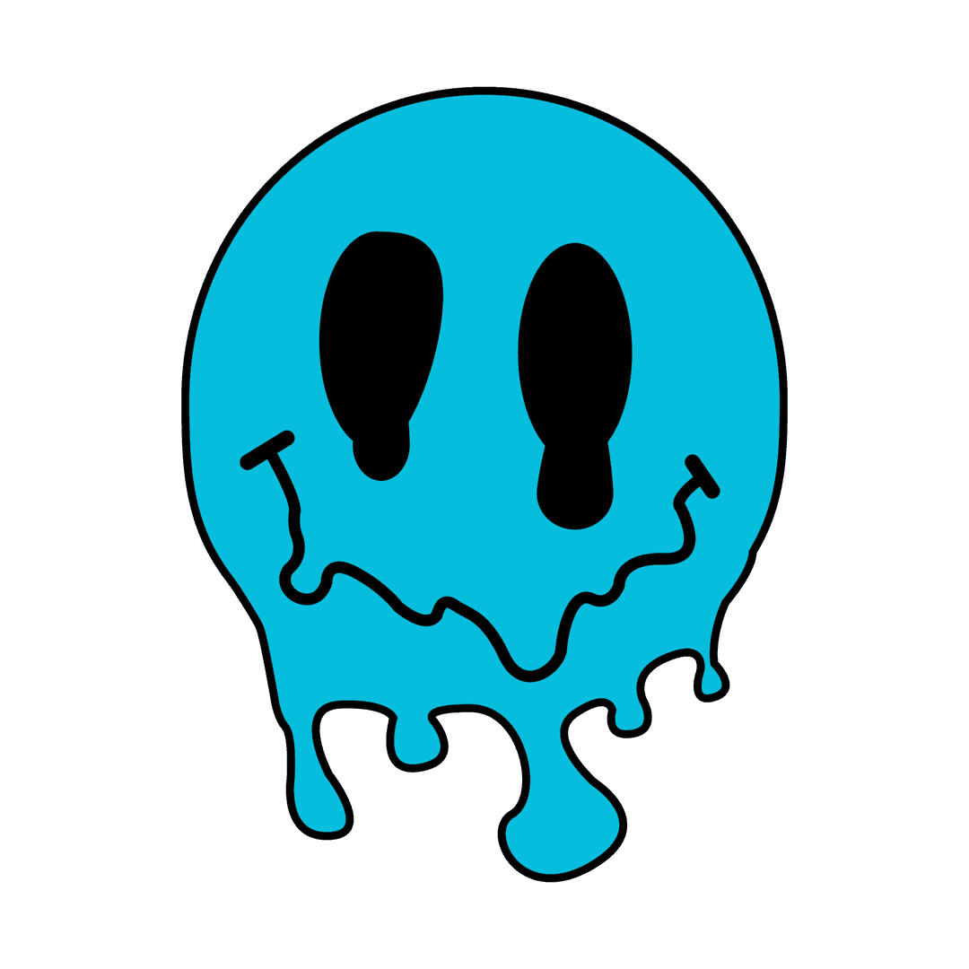 Transparent Turquoise Melting Smiley Face Icon Minimalist Design