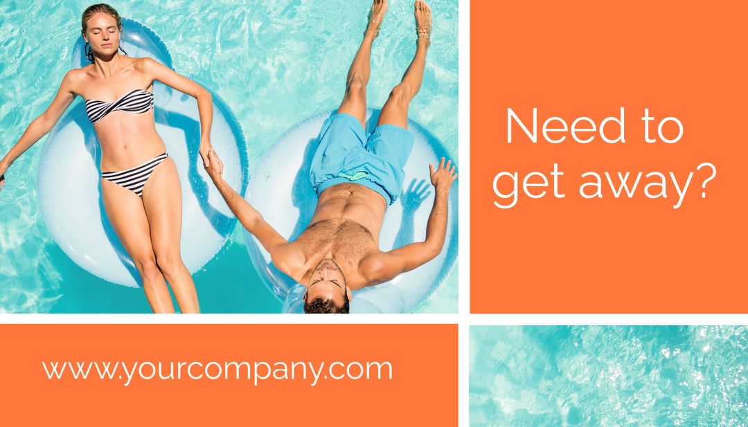 Couple Relaxing on Pool Floats Enjoying Vacation