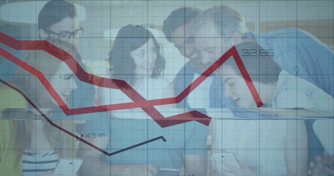 Collaborative Team Meeting with Financial Graph Overlays
