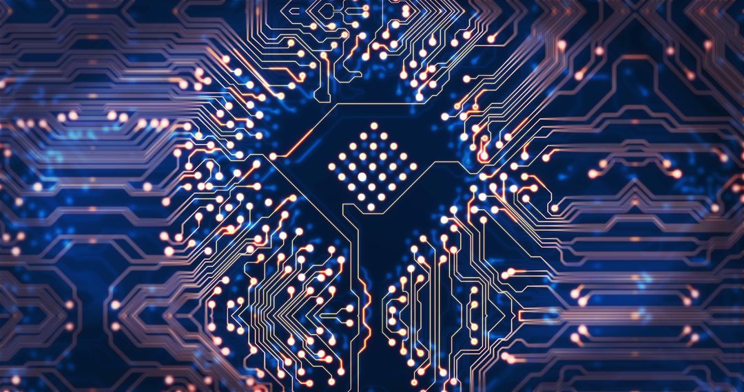 Abstract Circuit Board with Futuristic Network Connections