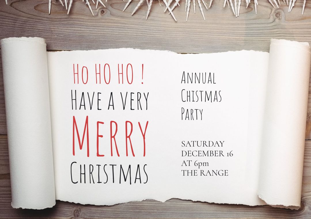 Festive Invitation on Ancient Scroll for Christmas Party