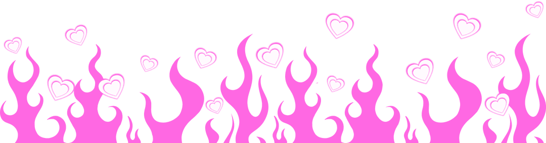 Transparent Pink Flames with Hearts Digital Border Art