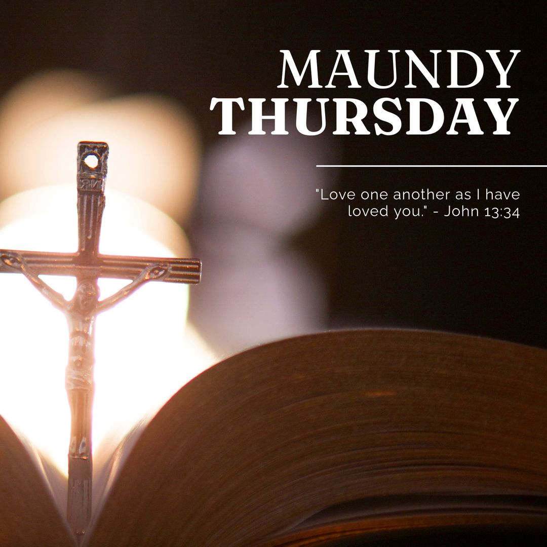 Maundy Thursday Reflection with Bible and Cross - Download Free Stock Templates Pikwizard.com